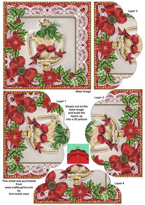 Lovebirds Red Poinsettia 5in Scallop Bottom Stacker