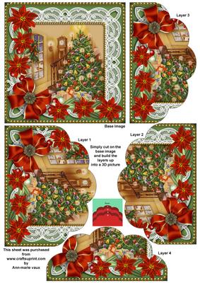 Christmas Tree Red Poinsettia 5in Scallop Bottom Stacker