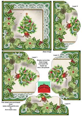 Elegant Tree Green Poinsettia 5in Scallop Bottom Stacker