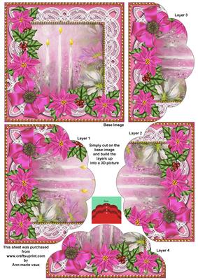 Pink Candles Poinsettia 5in Scallop Bottom Stacker