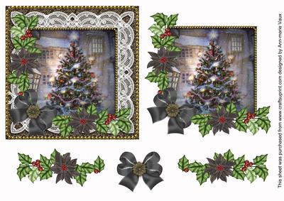 My Tree Black Poinsettia 3D Decoupage Step by Step Sheet