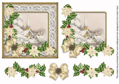 Ice Church Cream Poinsettia 3D Decoupage Step by Step Sheet