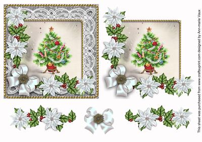 Elegant Tree Ice Poinsettia 3D Decoupage Step by Step Sheet