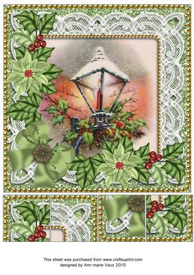 Lantern Green Glitter Poinsettia 8in Picture Topper
