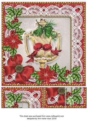 Lovebirds Red Poinsettia 8in Picture Topper