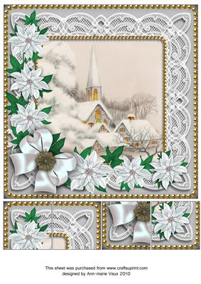 Ice Church Poinsettia 8in Picture Topper