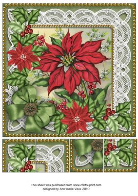 Red Green Poinsettia 8in Picture Topper