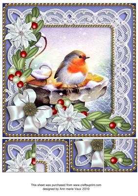 Robin Blue Ice Poinsettia 8in Picture Topper