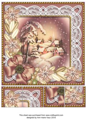 Snowy Village Poinsettia 8in Picture Topper