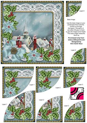 Rooftops Blue Poinsettia 6in Duo Corner Stacker