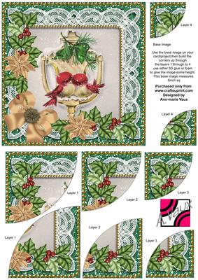 Lovebirds Green Poinsettia 6in Duo Corner Stacker