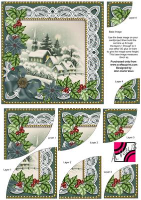 Dream Church Teal Poinsettia 6in Duo Corner Stacker