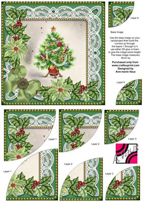 Elegant Tree Green Poinsettia 6in Duo Corner Stacker