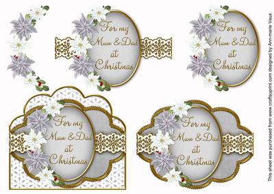 For Mum and Dad at Christmas Grey Scallop 3D Decoupage