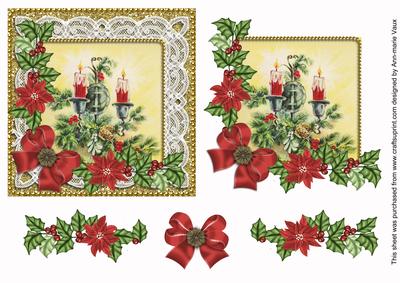Candlesticks Red Poinsettia 3D Decoupage Step by Step