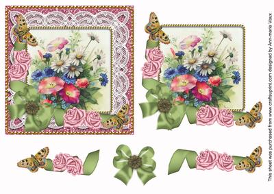 Wildflowers Pink Rose Glitter 3D Decoupage Step by Step