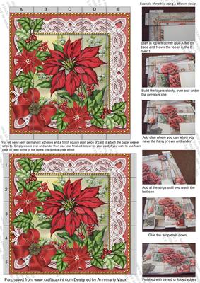 All Red Poinsettia Dark Red 5inch 3D Paper Weaving Sheet