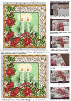 Candle Duo Poinsettia Tea 5inch 3D Paper Weaving Sheet