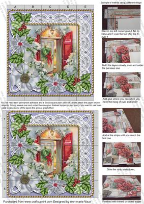 Christmas Door Poinsettia Blue 5inch 3D Paper Weaving Sheet