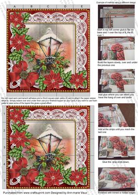 Lantern Red Poinsettia Red 5inch 3D Paper Weaving Sheet