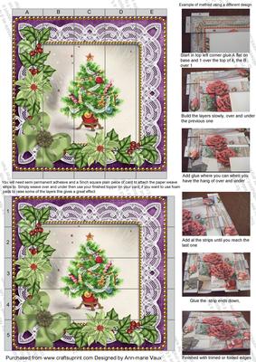 Elegant Tree Poinsettia Tex Purple 5in 3D Paper Weave Sheet