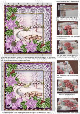 Pretty Snowscene Poinsettia Purple 5in 3D Paper Weave Sheet
