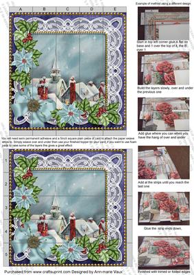 Rooftops Poinsettia Tex Dark Blue 5in 3D Paper Weave Sheet