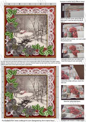 Winter Walk Poinsettia Tex Dark Red 5in 3D Paper Weave Sheet