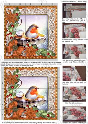Robin1 Poinsettia Tex Burnt Orange 5in 3D Paper Weave Sheet