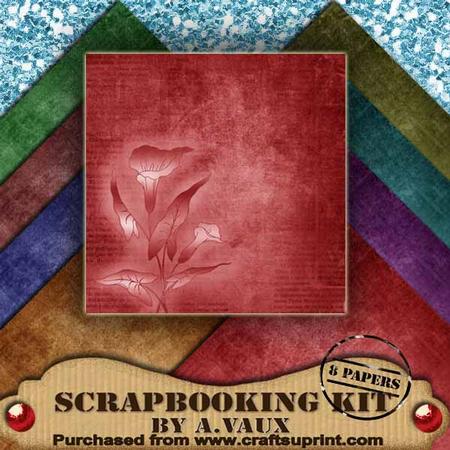 Cala Lily Vintage Tea 8 Scrapbooking Papers Kit