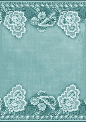 Dusky Teal Grunge Floral Wallpaper Border A4 Backing Paper