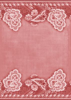 Red Grunge Floral Wallpaper Border A4 Backing Paper