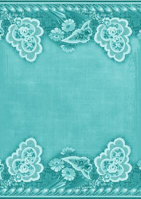 Teal Grunge Floral Wallpaper Border A4 Backing Paper