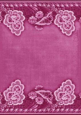 Cerise Grunge Floral Wallpaper Border A4 Backing Paper