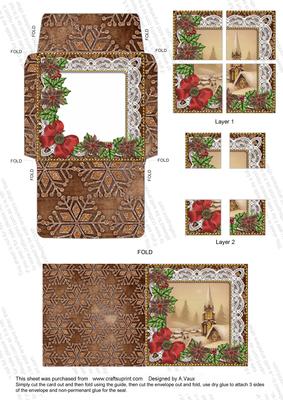 Snow Steeple Bronze Poinsettia Card Envelope Quad Stacker