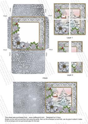 Snow Tree Ice Poinsettia Mini Card Envelope Quad Stacker