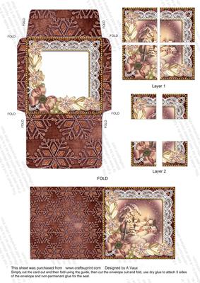 Snowy Village Poinsettia Mini Card Envelope Quad Stacker