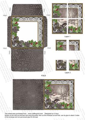 Winter Walk Black Poinsettia Mini Card Envelope Quad Stacker
