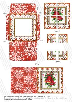 Christmas Bells Lace Mini Card Envelope Quad Stacker