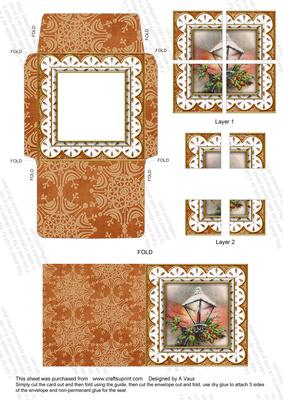 Christmas Lantern Lace Mini Card Envelope Quad Stacker