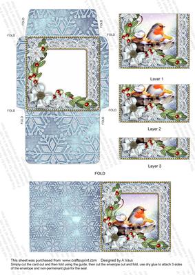 Robin1 Ice Poinsettia Mini Card Envelope Bottom Stacker