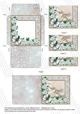 Ice Church Poinsettia Mini Card Envelope Bottom Stacker