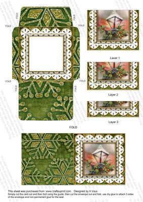 Lantern Green Lace Card Envelope Bottom Stacker
