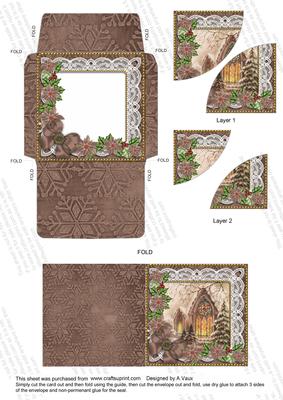 Church Window Poinsettia Mini Card Envelope Duo Stacker