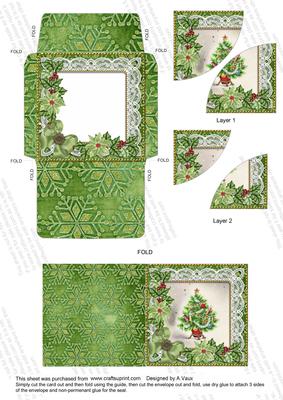 Elegant Tree Green Poinsettia Mini Card Envelope Duo Stacker