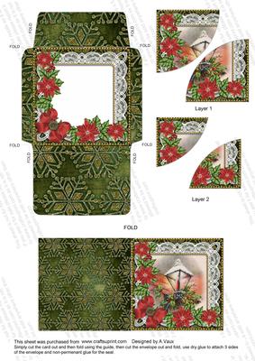 Lantern Red Poinsettia Mini Card Envelope Duo Stacker