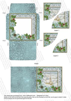 New Church Teal Poinsettia Mini Card Envelope Duo Stacker