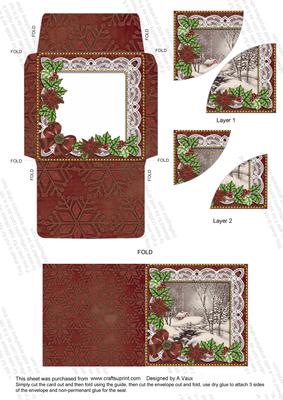 Winter Walk Plum Poinsettia Mini Card Envelope Duo Stacker