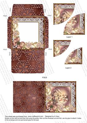 Snowy Village Poinsettia Mini Card Envelope Duo Stacker