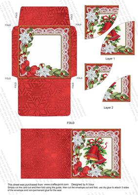 Christmas Bells Poinsettia Mini Card Envelope Duo Stacker